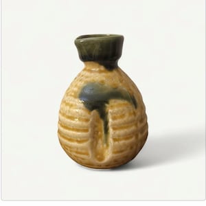 Japanese oribe sake bottle, oribe tokkuri,  japanese vintage ceramic tokkuri, nihonshu, green Design Porcelain Ceramic