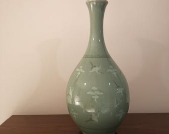 高麗青磁花瓶、東洋鶴陶器、署名入り - Etsy 日本