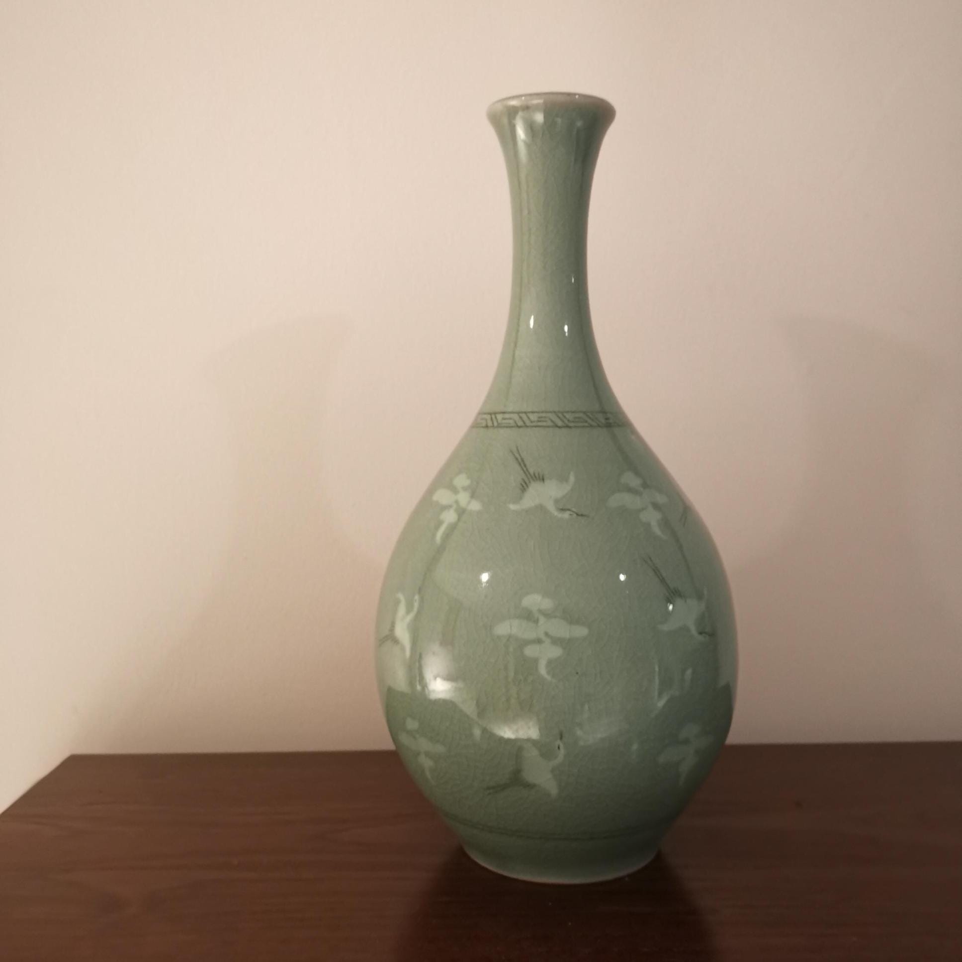 高麗青磁花瓶、東洋鶴陶器、署名入り - Etsy 日本