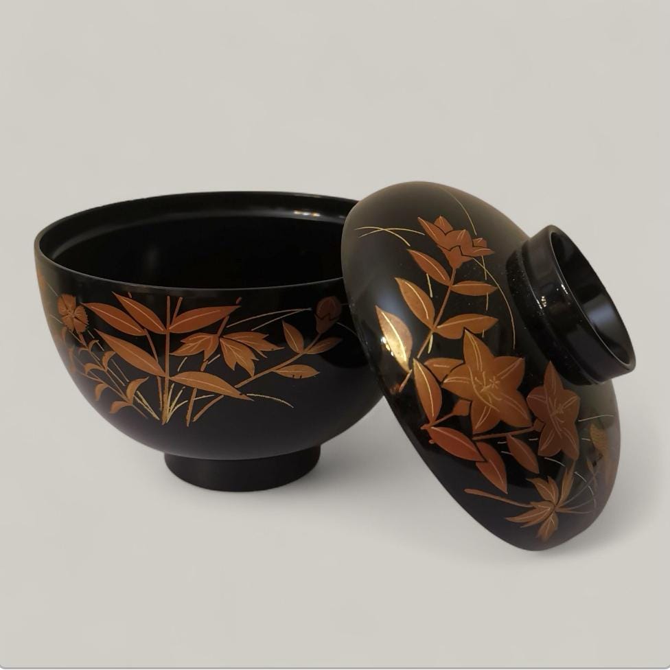 漆器 花模様 汁椀 (11 cm) - Etsy 日本