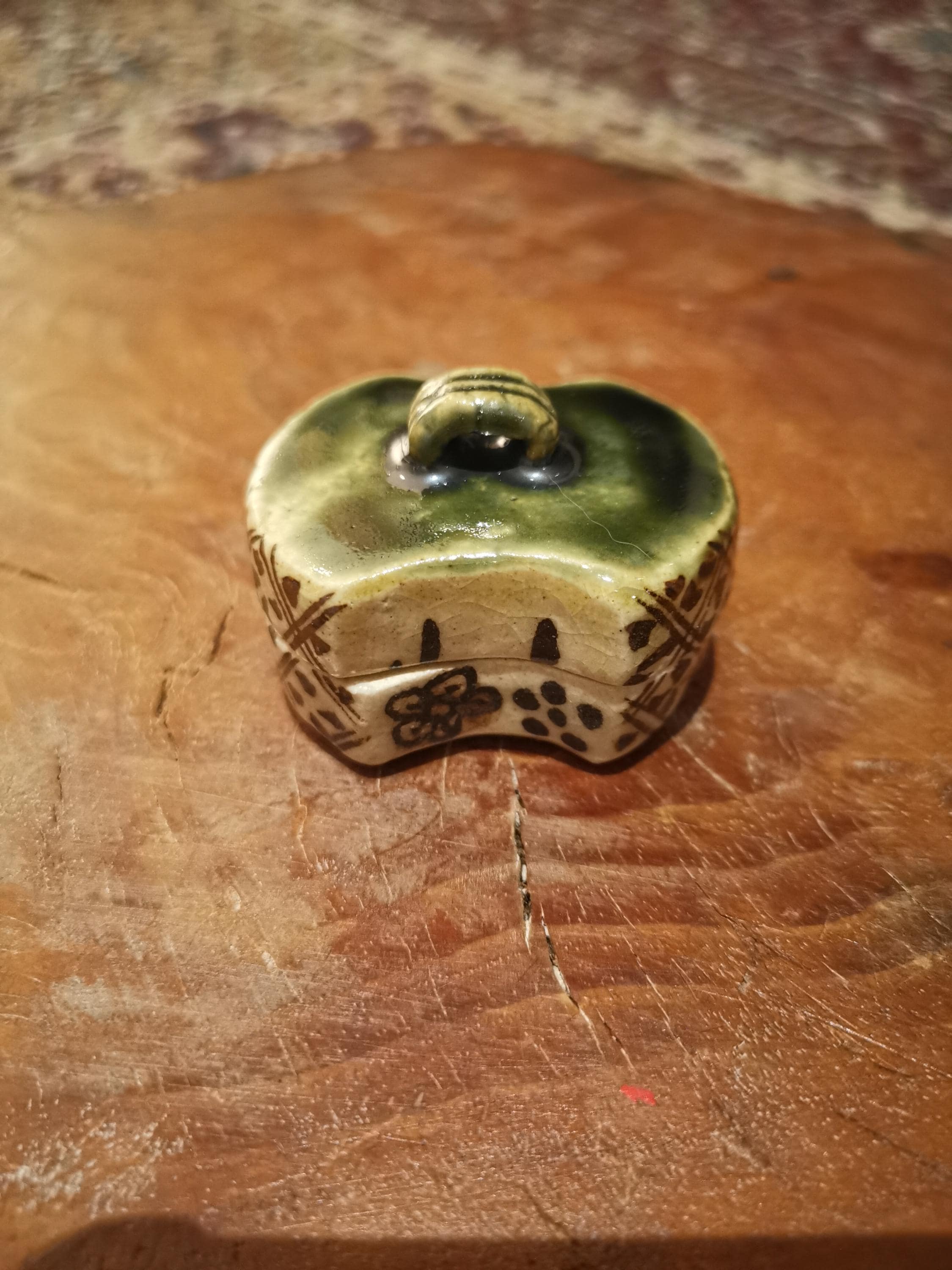 J-41 香合 織部焼 茶道具 アンティーク インテリア 雑貨 美術品 工芸品