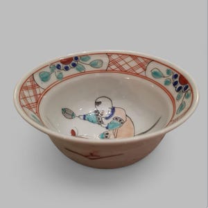 Japanese hand painted bowl, Japanese Meiji-Imari porcelain bowl , Japanese Porcelain Footed Bowl, Collectible ceramic