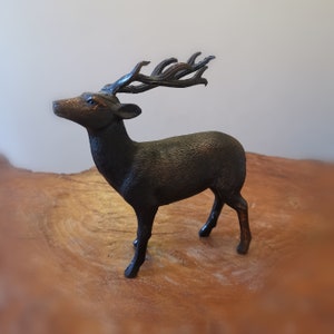 Estatua de ciervo japonesa antigua de bronce, escultura de animal, figuras