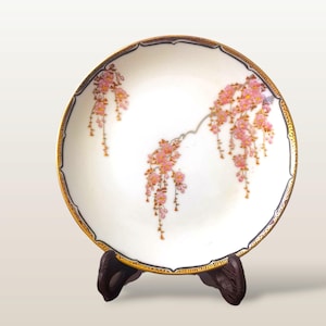 Assiette japonaise vintage en céramique peinte à la main en porcelaine japonaise Imari, assiette en porcelaine de vaisselle japonaise, kutani, design fleurs