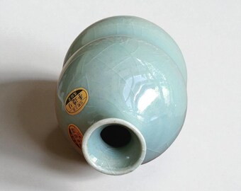 日本の青磁花瓶：ひょうたん型の陶器、ひび割れ釉 - Etsy 日本