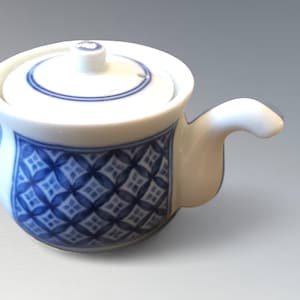 Fukagawa Japanese Porcelain Soy Sauce Pot, Hand-Painted Wave Design