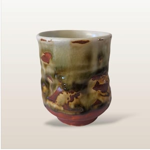 Yunomi, Japanese hand built tea cup, oriental tea cup, collectible drink ware, japanese pottery tea cup, vintage gift for him, teacup