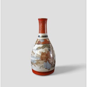 Antique kutani Japanese sake bottles, japanese tokkuri, japanese ceramic tokkuri, nihonshu, hand painted Painting Design Porcelain Ceramic