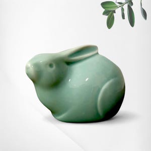 Japoński królik celadonowy, ceramiczny pojemnik na wykałaczki ze zwierzęciem zodiaku