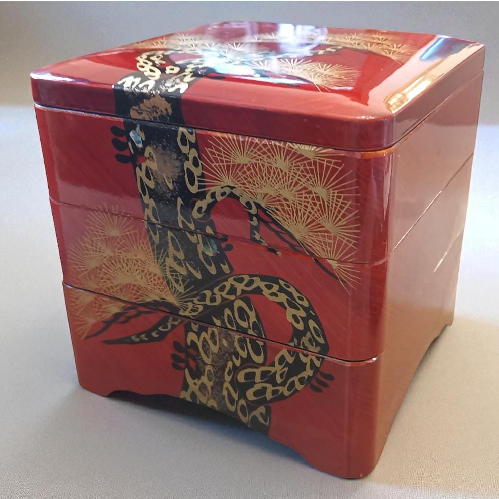 重箱 6個揃 塗り 江戸時代後期 天保 希少品 ヴィンテージの赤い漆塗りの重箱、金の松の木、日本の3段重箱 - Etsy 日本