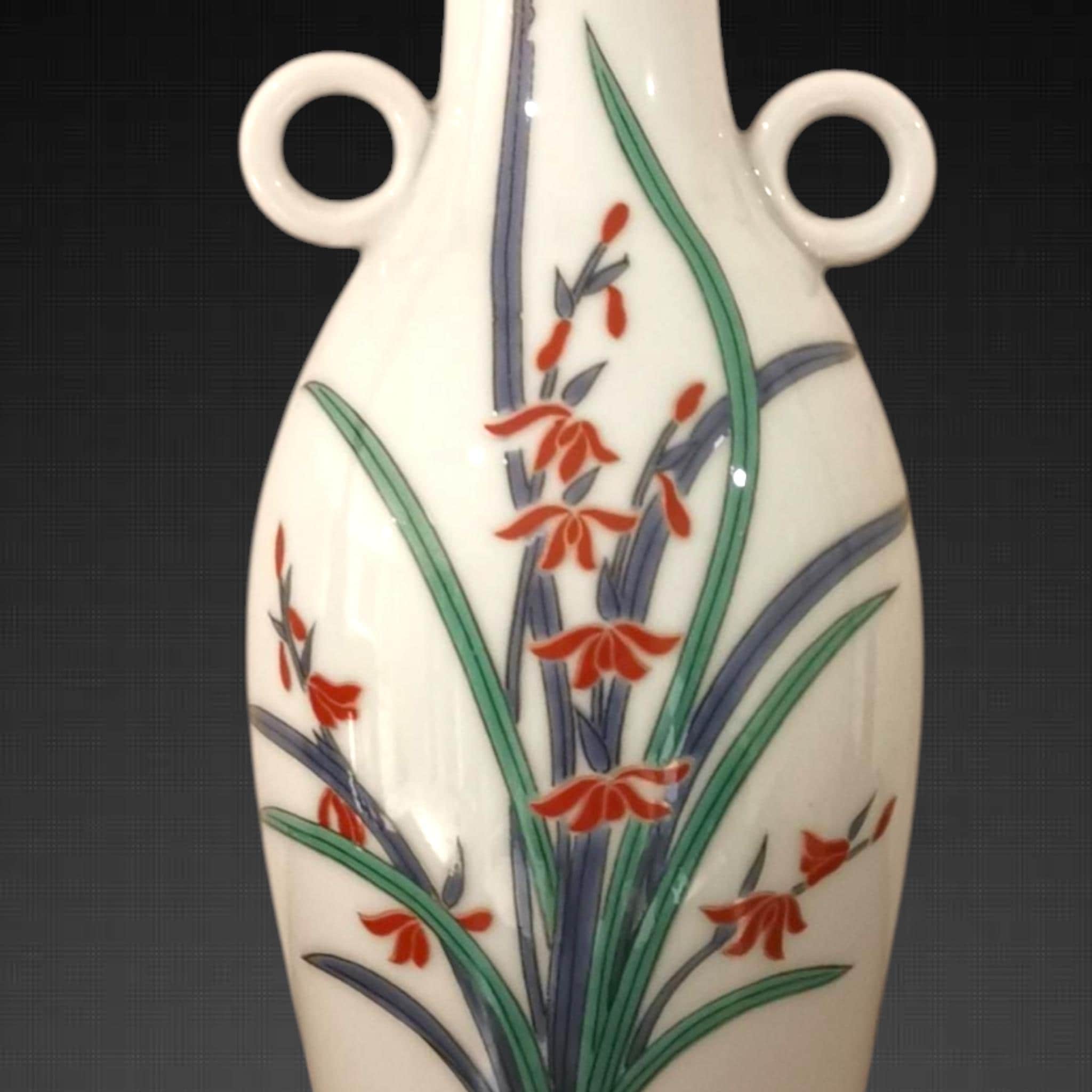 有田焼  花瓶 ヴィンテージ有田焼花瓶、秀伝峰手描き磁器 - Etsy 日本