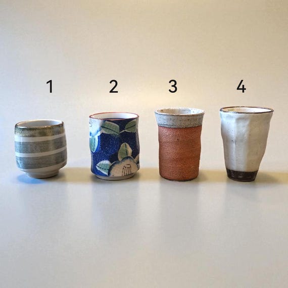 Vintage Japanese Yunomi Tea Cup, Glazed Ceramic, Handmade Pottery