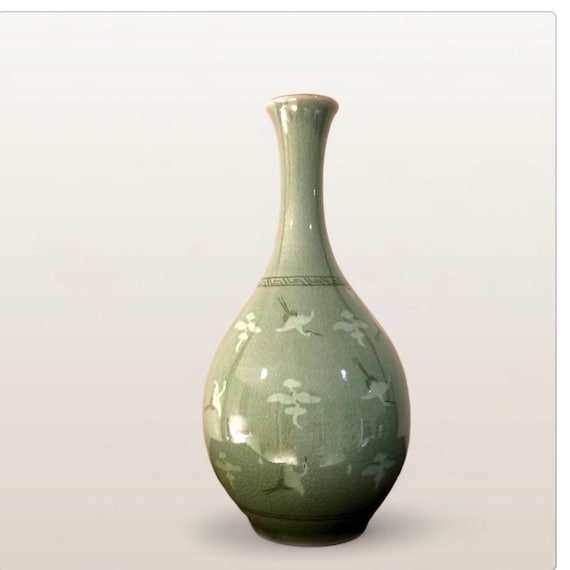 高麗青磁花瓶、東洋鶴陶器、署名入り - Etsy 日本