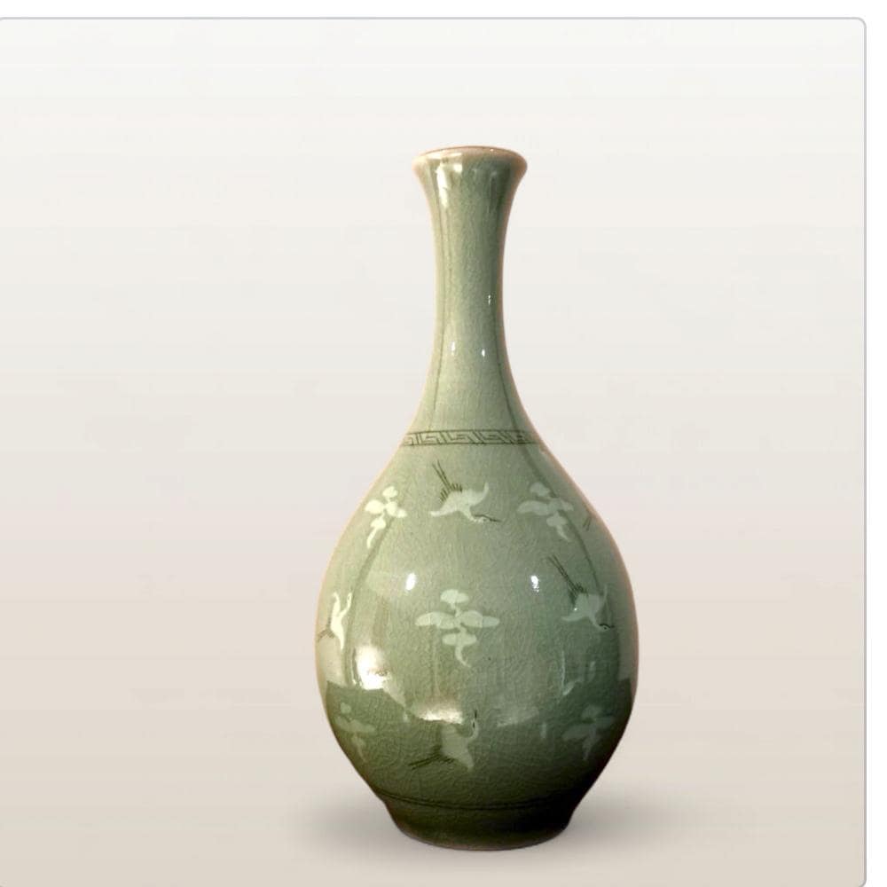高麗磁器（青磁）花瓶 高麗青磁花瓶、東洋鶴陶器、署名入り - Etsy 日本