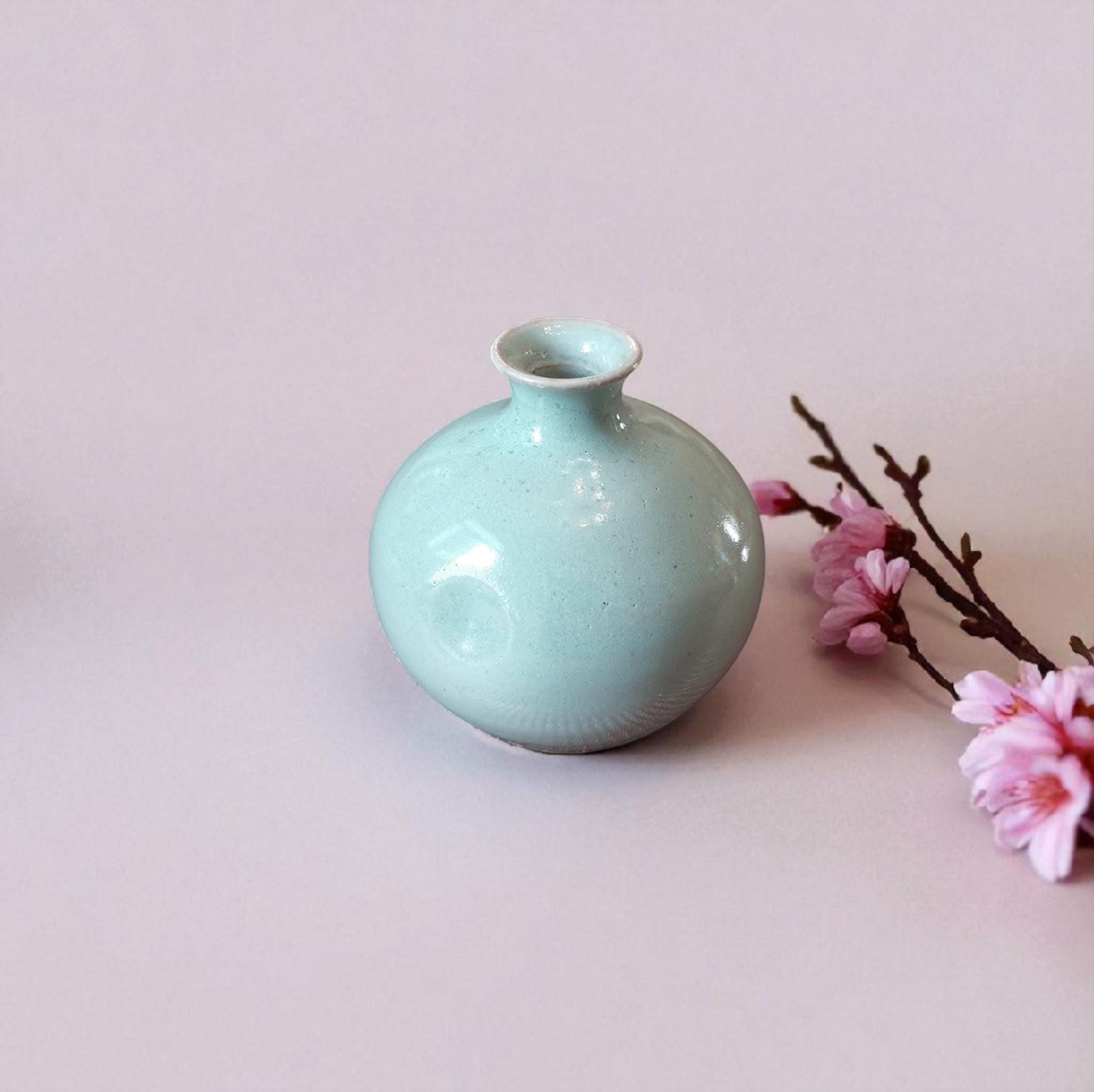 お取り寄せ可 青緑植物模様の陶器花瓶 【公式通販】