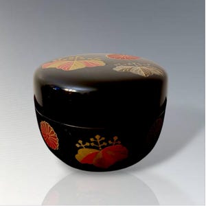 Caja de té japonesa Natsume, recipiente para matcha lacado Urushi, diseño de bambú