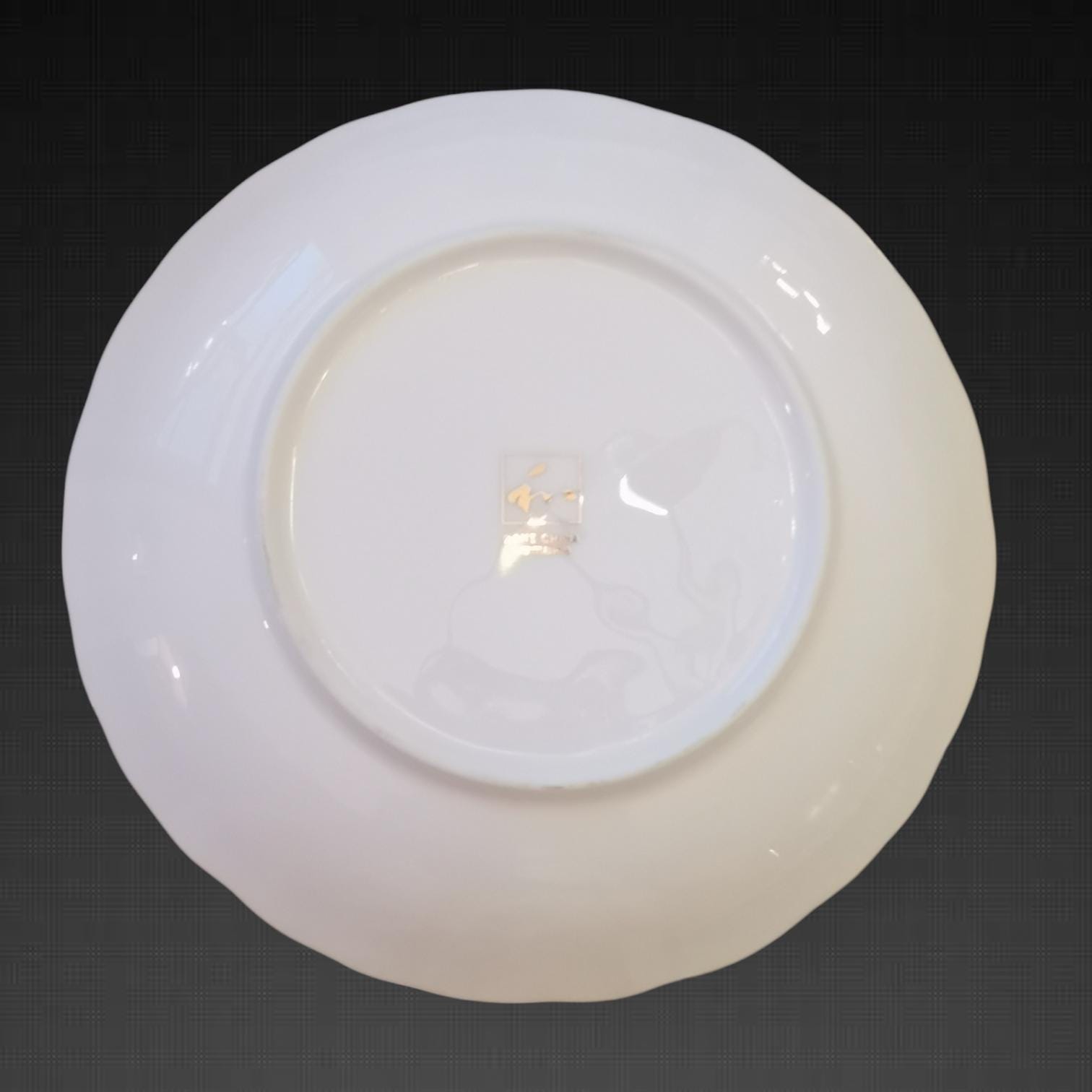 Vintage Yamaka Bone China Plate, Embossed Floral Dinnerware