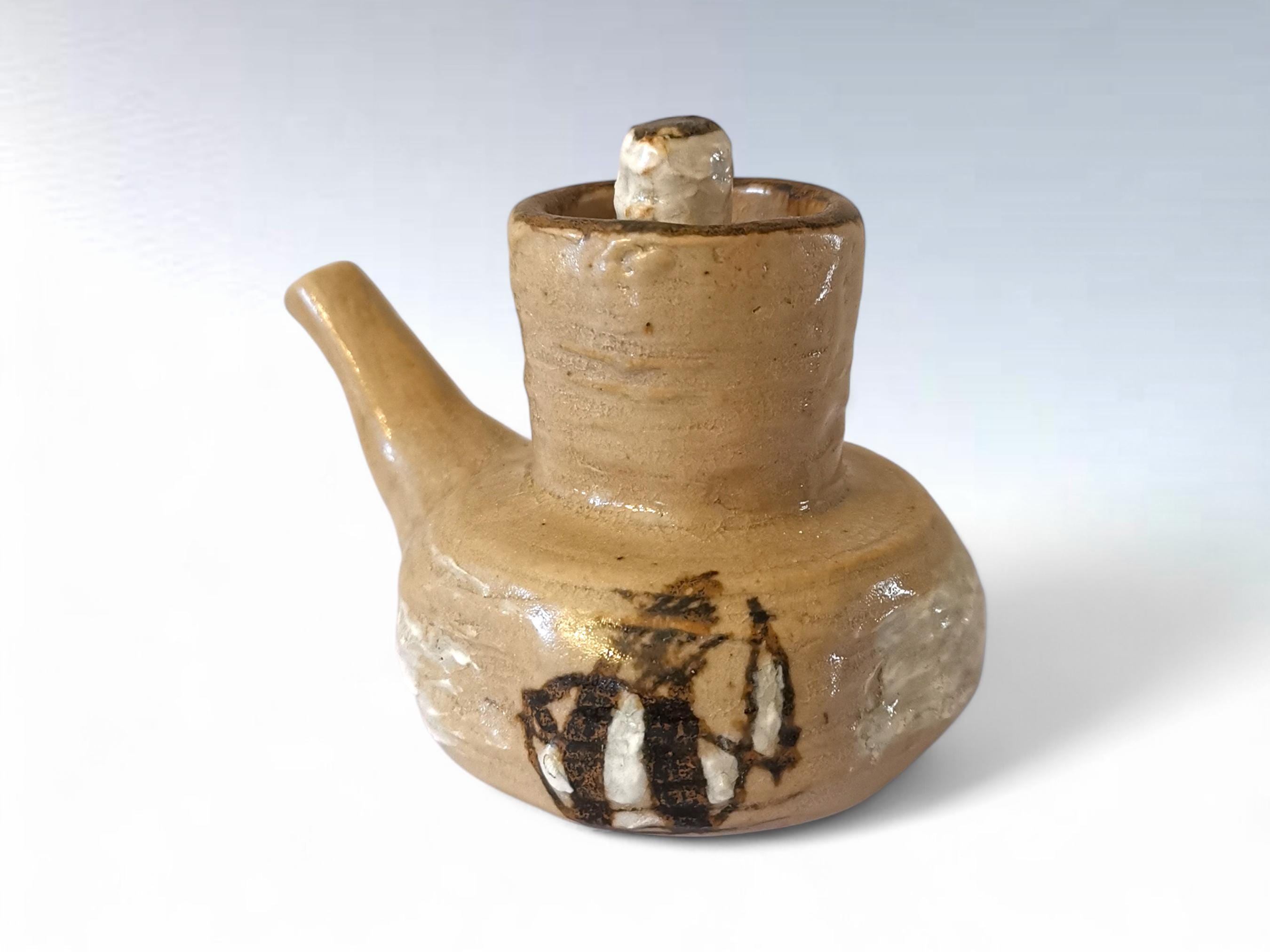 Japanese Shoyu-sashi Pourer, Handmade Rustic Ceramic Soy Sauce