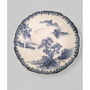 Japanese vintage Imari ware landscape, Japan Showa period, Japanese antique, ceramic, asian, antique, vintage, blue and white