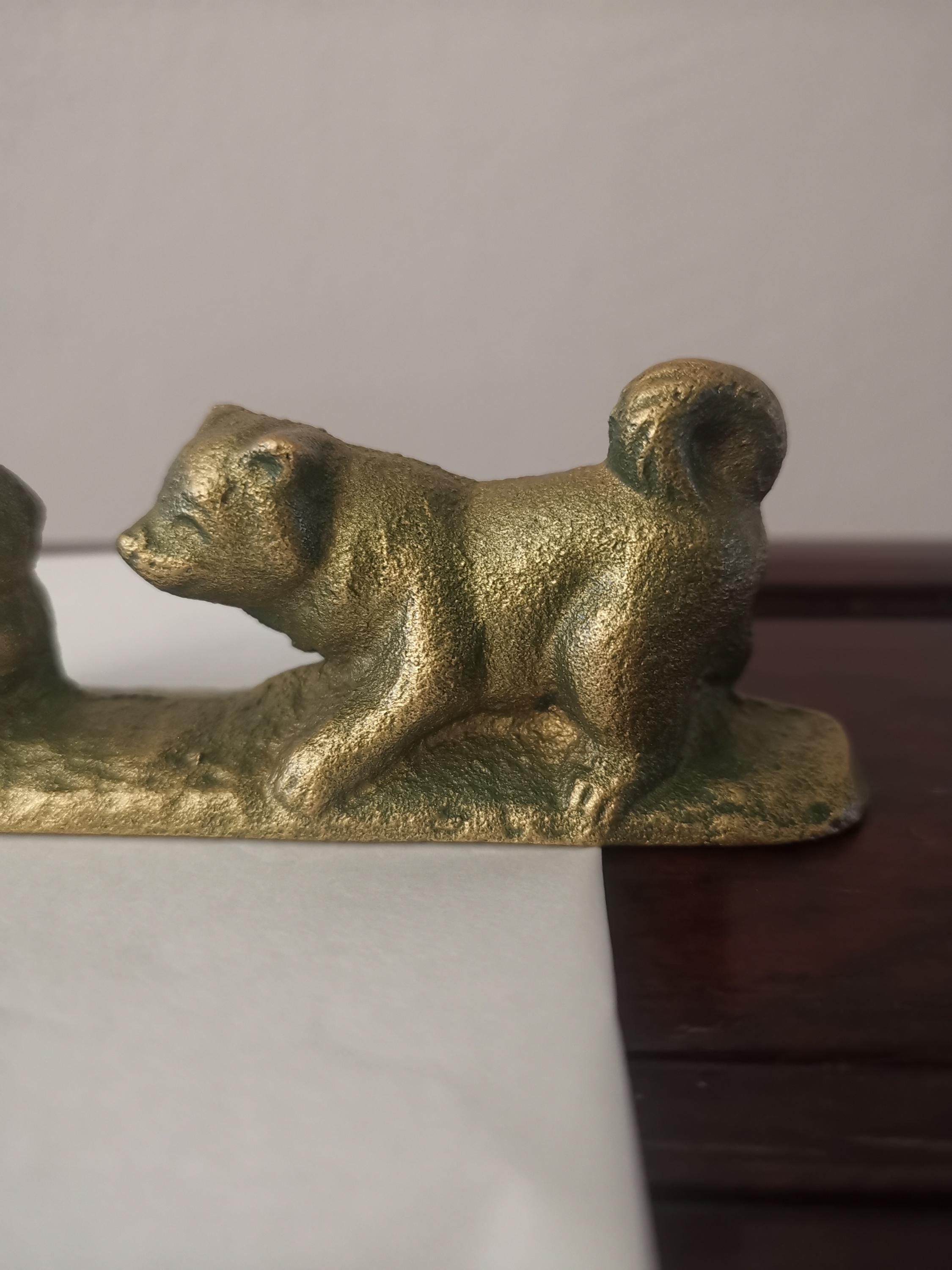 ヴィンテージの日本の干支犬文鎮：金鉄製ペーパーウェイト - Etsy 日本