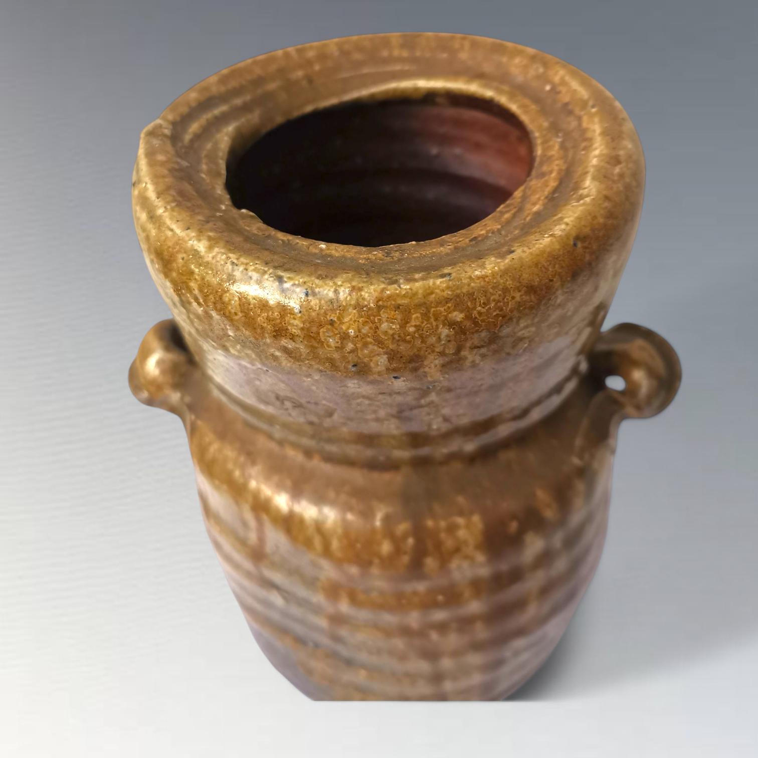 伊賀焼　陶器製角型花瓶 ブラウンとグリーン 日本の陶芸工房 備前焼 伊賀焼花瓶 - Etsy 日本