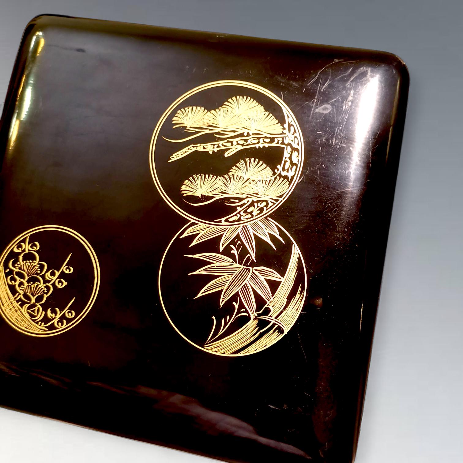 Vintage Japanese Maki-e Lacquer Jubako Box: Hand-painted Bento Box