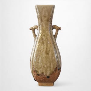 Bizen Ware Pottery Vase, Wood Fired Earthenware, Japanese Ikebana Vase