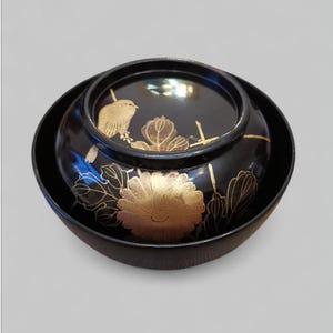 Old Japanese lacquerware bowls, Traditional Craft Lacquerware, soup bowl, Japanese tableware bowl, oriental tableware, rice bowl