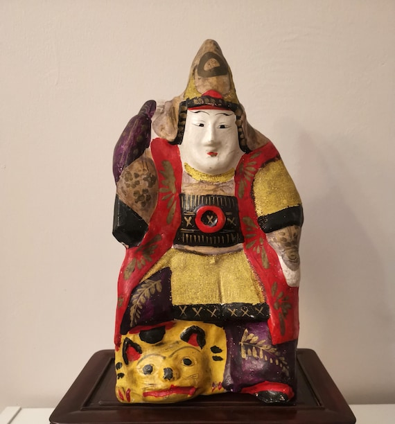土人形稲畑人形・熊金時 日本のアンティーク稲畑土人形、丹波猫の置物 - Etsy 日本