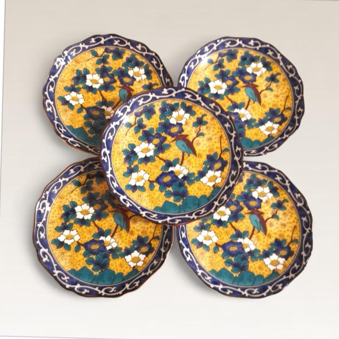 九谷焼 手描き花鳥文皿（5枚セット）吉田屋風 和風装飾 - Etsy 日本