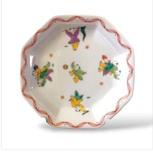 Collectible plate, Hand painted Tachikichi, karako, children design, Japanese tableware Ceramic Plate, Octagon, Lucky symbol new year, plate