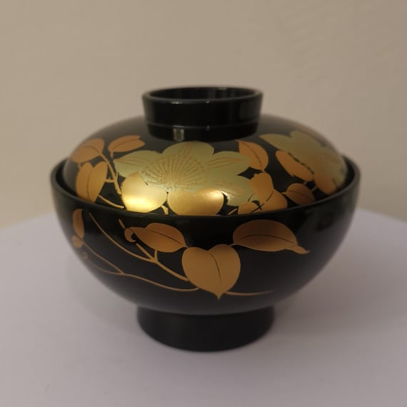 美術品・アンティーク・コレクション 漆器5個セット 金花模様