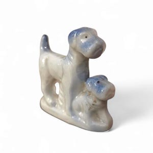 Vintage blue and white dog Figurine, hand made Japanese inu, miniature dog statue, ceramic dog Figurine, gift for dog lovers, home decor