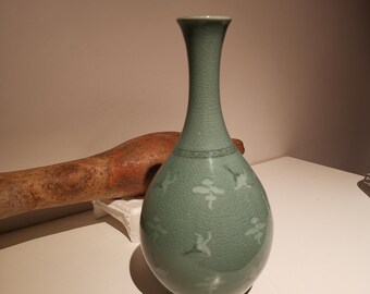 高麗青磁花瓶、東洋鶴陶器、署名入り - Etsy 日本
