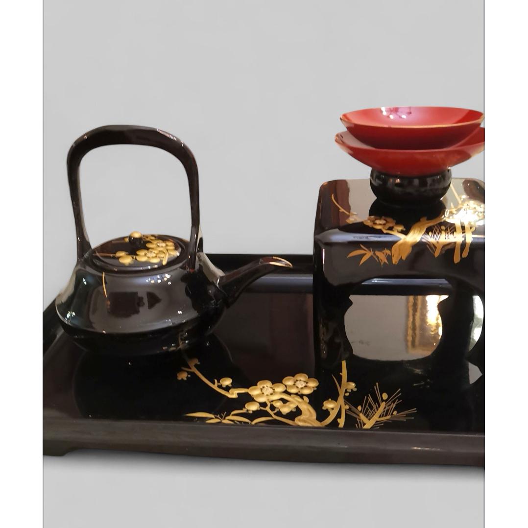 Vintage Japanese Lacquer Sake Set: O-toso Ceremony Tosoki Yamanaka