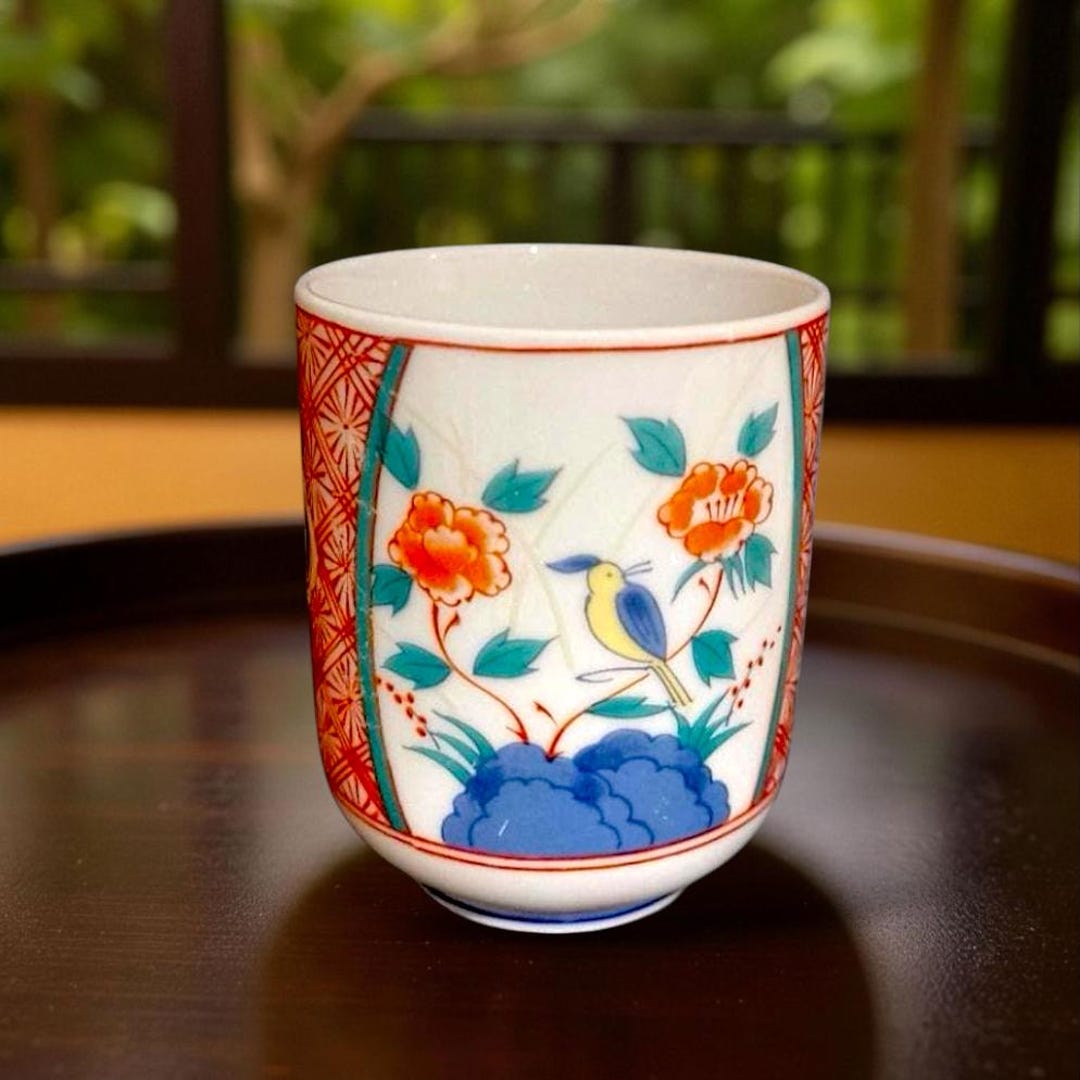 手描き九谷焼湯呑み：ヴィンテージ日本湯呑 - Etsy 日本