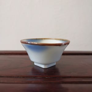 Vintage Japanese sake cup, oriental collectible drink cup, Japanese handpainted blue and white small cup, short glass, sake cup, ochoko