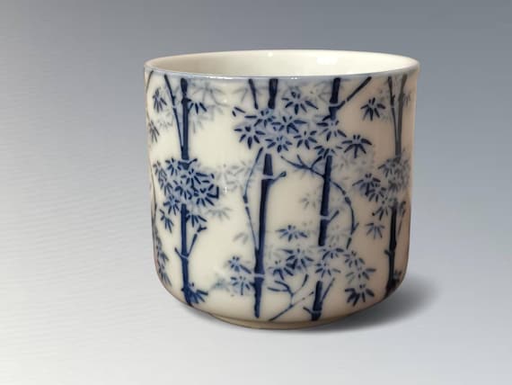 有田焼湯呑：青白竹染付緑茶碗 - Etsy 日本
