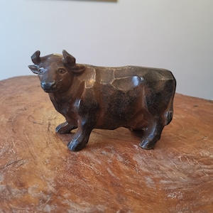 Vintage Cow ceramic statue, Cow ornament, Cow sculpture , Japanese animal sculpture, year of ox, Japanese cow statue, the Ox.