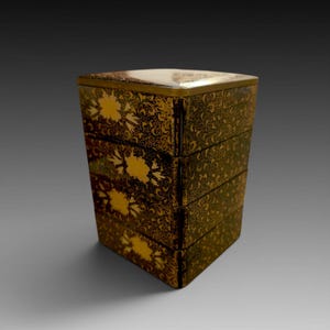 Pequeña caja bento japonesa de plástico Jubako, accesorios en miniatura para casa de muñecas, caja de ofrendas para altar budista.