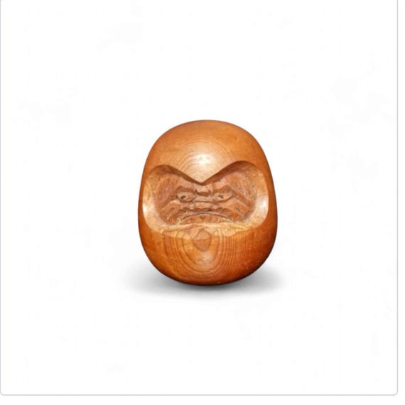 Vintage Wood Daruma Okimono, Hand Carved Japanese Figurine - Etsy
