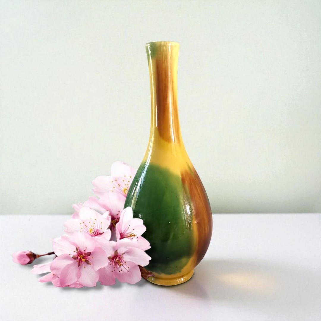 工芸品 Scandinavian Vintage vase Vintage Nara Sansai Pottery Vase, Japanese Retro Glaze, Handmade