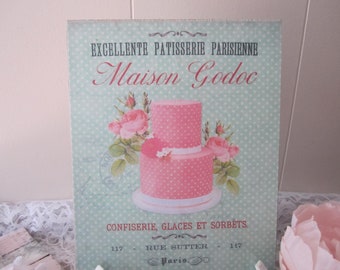 French Cake Patisserie Sign Wedding Cake Plaque Shabby Home Decoration