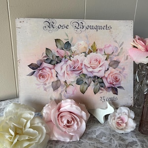 Shabby Roses Wall Hanging Pink Rose Decoration