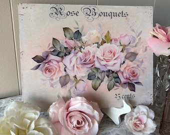 Shabby Roses Wall Hanging Pink Rose Decoration