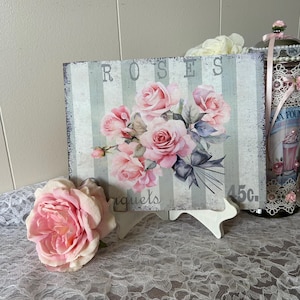 Shabby Pink roses Sign Wall Hanging
