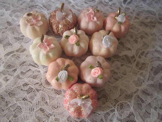 Shabby Chic Pink Pumpkins Fall Decoration Shabby BowlFiller