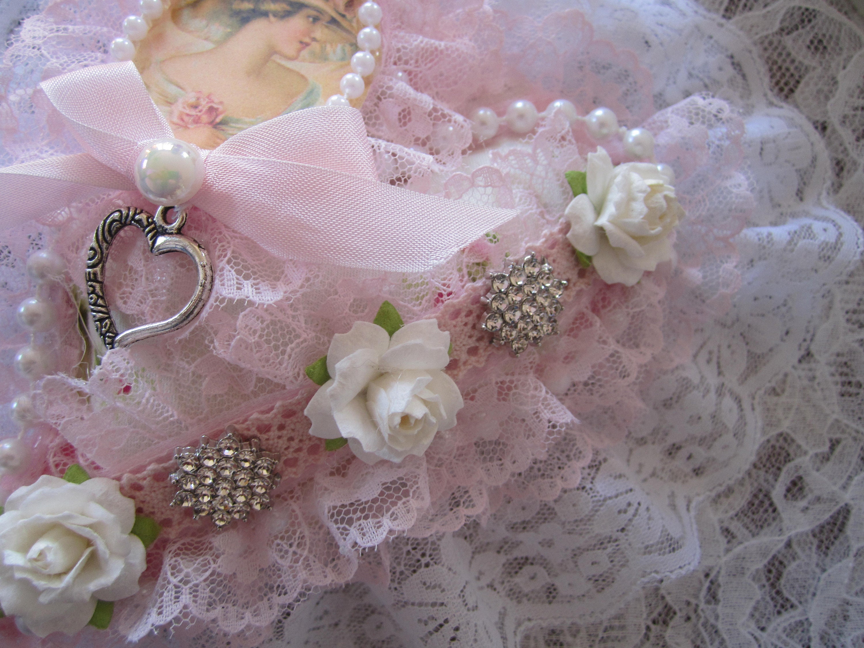 Shabby Chic Valentine's Heart Pink Lace Decoration - Etsy