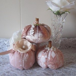 Shabby Chic Dusty Rose Pumpkins Fall Decor