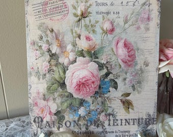 Shabby Roses Wall Hanging Pink Rose Decoration
